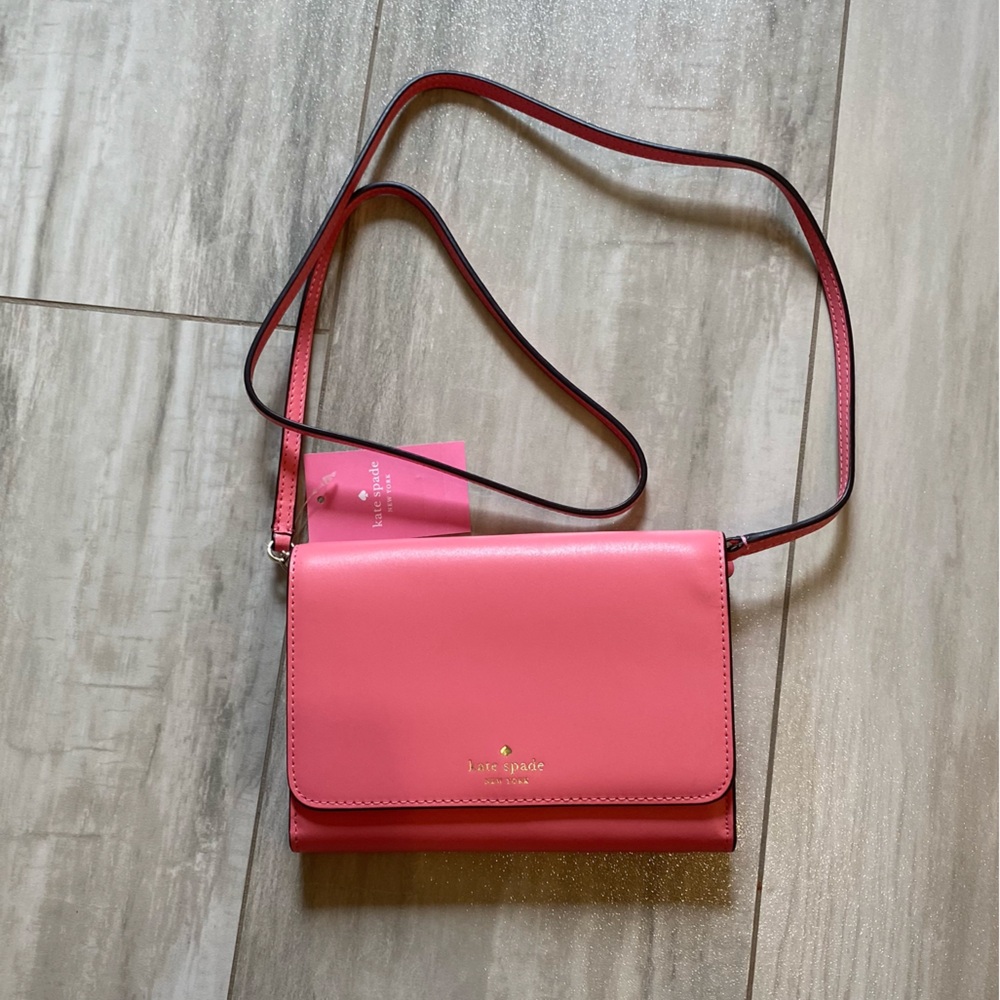 NWT Kate Spade Pink Kerri Crossbody Smooth Leather Handbag Purse, One Size